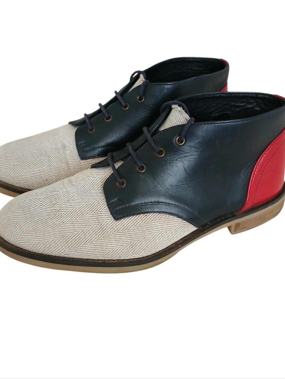 SWEAR LONDON Chaplin Chukka Boots Men's 10 Herringbone Leather Portugal Preppy